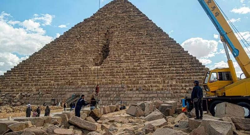 Egypt orders review of pyramid restoration after video sparks public outrage