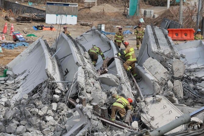 Three killed as elevated part of South Korea highway being built collapses