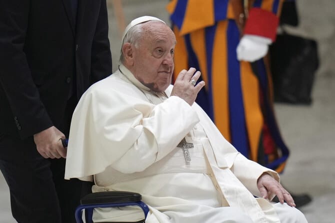 Hospitalized Pope Francis marks 12 years in job with future uncertain