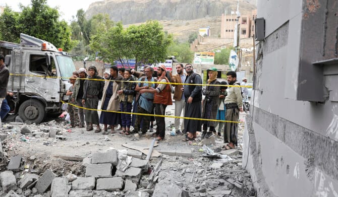 US airstrikes targeting Yemen’s Houthis kill at least 2 people, group says