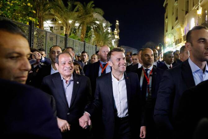 France’s Macron meets Egypt leader for Gaza talks