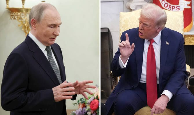 President Donald Trump says Russian leader Vladimir Putin ‘has gone absolutely CRAZY!’