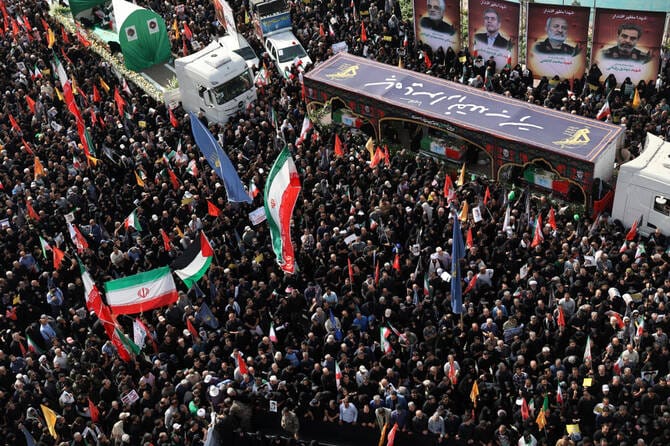Thousands mourn top Iranian military commanders and scientists killed in Israeli strikes