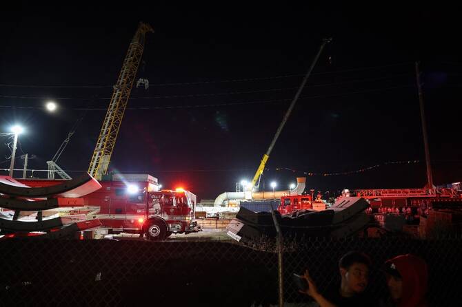 31 workers have been safely removed after part of an industrial tunnel in LA collapsed