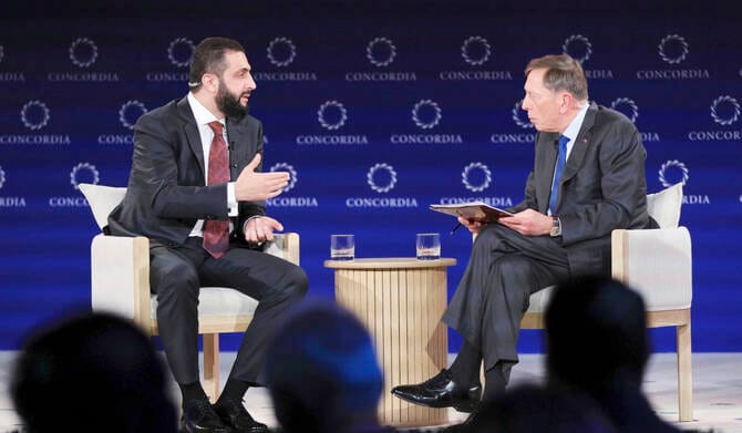 New Syria leader, in US, plays down Israel normalization