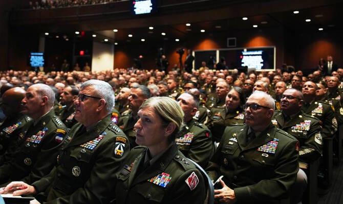 Trump calls for using US cities as ‘training ground’ for military in unusual speech to generals