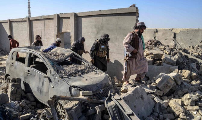 Afghanistan’s Taliban government blames Pakistan for twin drone strikes on Kabul