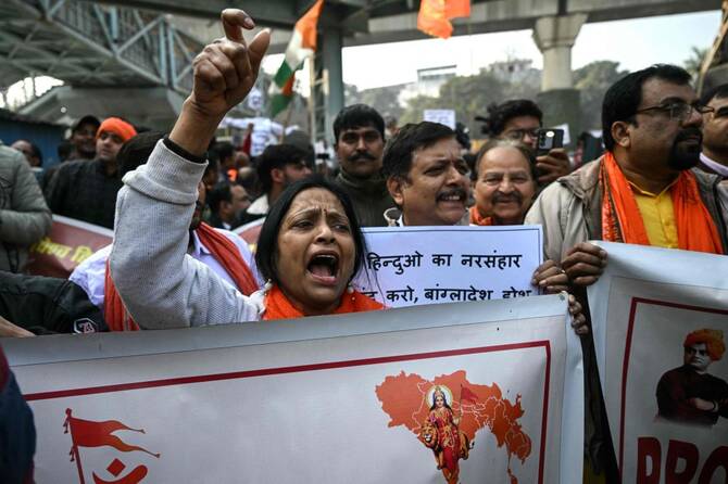 Hundreds protest in New Delhi over killing of Hindu man in Bangladesh
